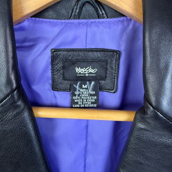 Vintage Mossimo 100% Leather Jacket Women’s M Black Blazer Goth Punk Emo - Picture 4 of 8